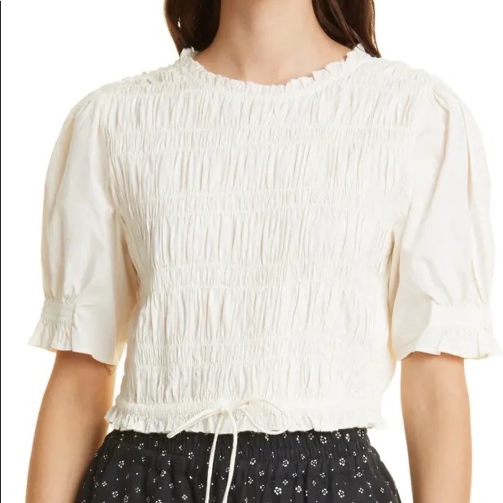 APIECE APART Ave Smocked Organic Cotton Top, S